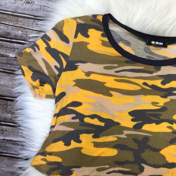 yellow camo crop top